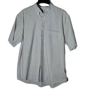 Eddie Bauer Blue/Green and White Seersucker Casual Button Down Shirt Size L